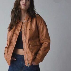 BDG Brown Faux Leather Distressed Jacket